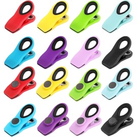 Clips para Bolsas de Alimentos, 16 PCS Pinzas para Cerrar Bolsas de Comida (7.1cm) con Imán para Refrigerador, Broches Reutilizables para Bolsa Magnéticos de Multicolor, Ideal para la Cocina y Hogar