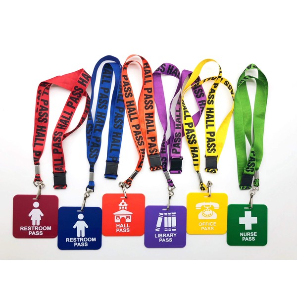 GIFTEXPRESS Hall Pass Lanyards and School Passes Set of 6