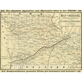 Historic Map : Timetable Map - 1879 Map of Missouri. - Vintage Wall Art - 30in x 24in