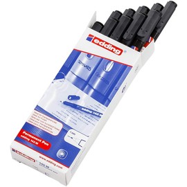 edding 142 M permanent pen - black - 10 pens - round nib 1 mm - pen for writing on glass, plastic, foils and smooth surfaces - permanent, quick-drying, smudge-proof and waterproof