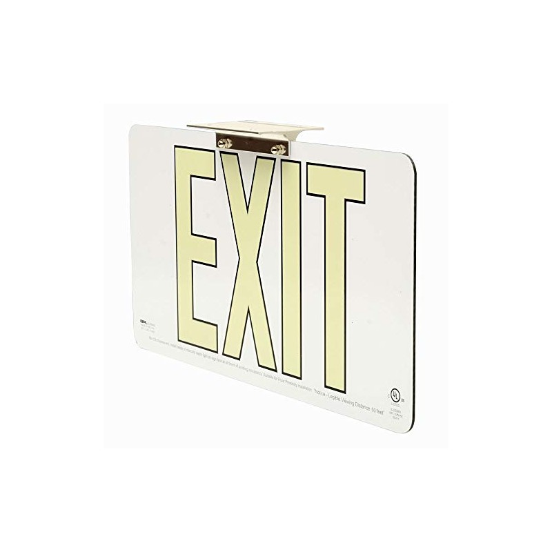 Glow-in-The-Dark Exit Sign White - UL924 Listed - Double-Sided -