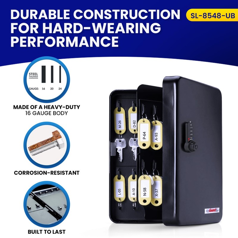 KeyGuard Dual Access Combination Key Cabinet With Black 4-Dial Combi-Cam