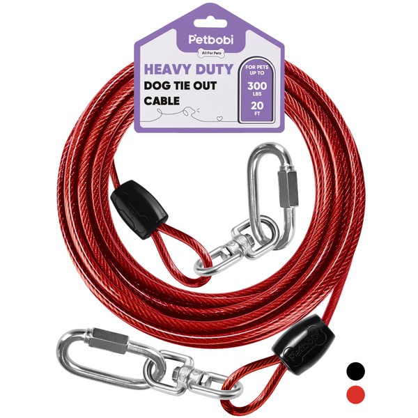 Petbobi Heavy-Duty Dog Tie-Out Cable - 20FT Extra Strong Wire