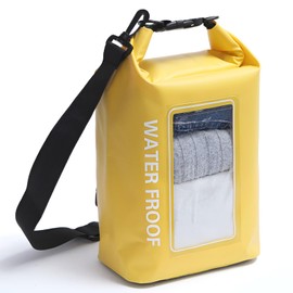 AmiCera Waterproof Bag, Boat Dry Bag with See-Through Window Wet Bags for Swimming Floating Waterproof Dry Sacks for Kayaking Rafting Boating Hiking, Water Sports Essential (Yellow, 2L)