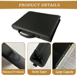 Choir Folder with Hand Strap, Choral Music Folders with 40 Sheet, Music Binder 3 Ring for Choir Singer, Stage Performance, Musician -Black