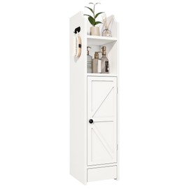 Viaozutis Small Bathroom Storage Cabinet, Toilet Paper Storage,Corner Floor Cabinet with Doors and Adjustable Shelf,Bathroom Organizer for Small Spaces White
