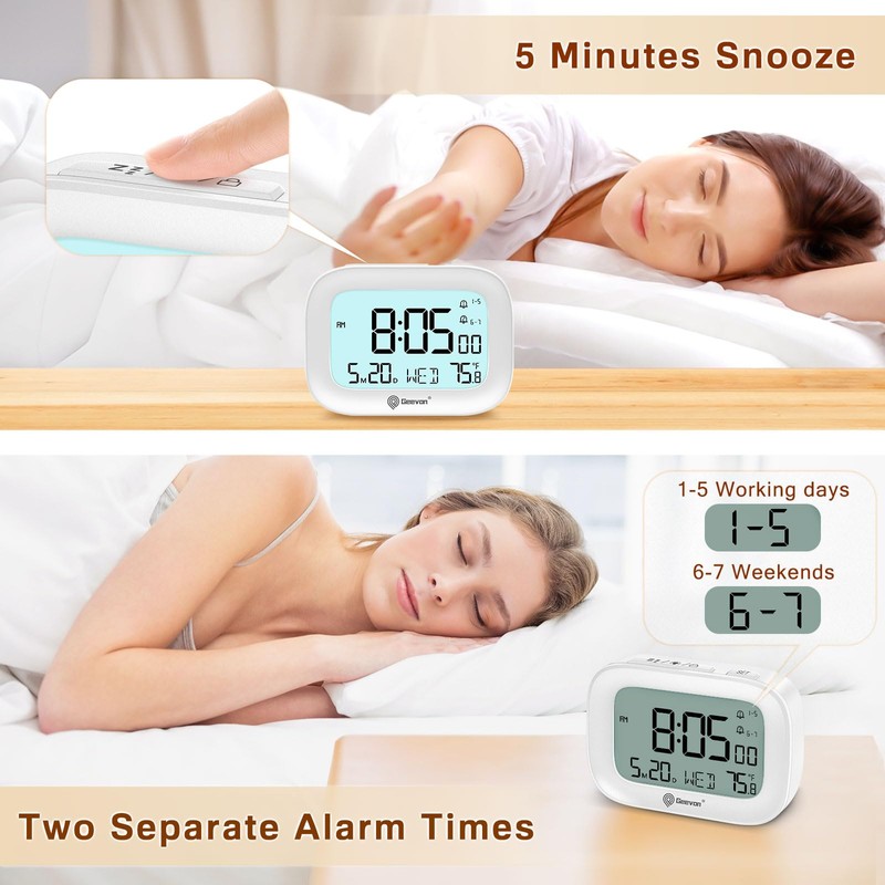 Geevon Small Travel Alarm Clock, Digital Alarm Clocks for Bedrooms