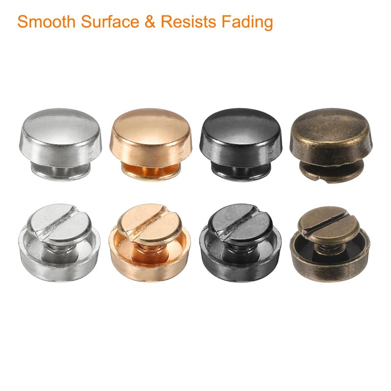 sourcing map 20set Flat Head Stud Spike 10mm Alloy Purse
