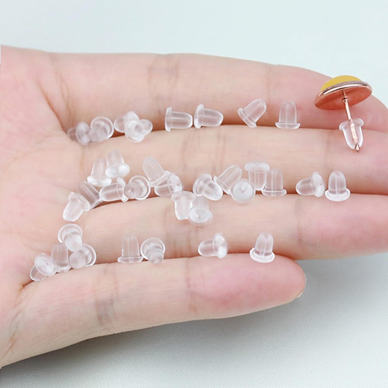 Silicone Earring Backs, 200 Pack Clear Hypoallergenic Replacement Stoppers for