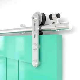 TSMST 4ft Sliding Barn Door Hardware Stainless Steel Barn Door Track Kit fit 24" Wide Single Wooden Door,Easy to Install,I Shape Hanger