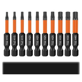 Screwdriver Bit Set, 10 Pieces Screwdriver Torx 50 mm Length 1/4 Inch Hex Shank with Base Memory, T10/T15/T20/T25/T30/T40 Electric Bits Set