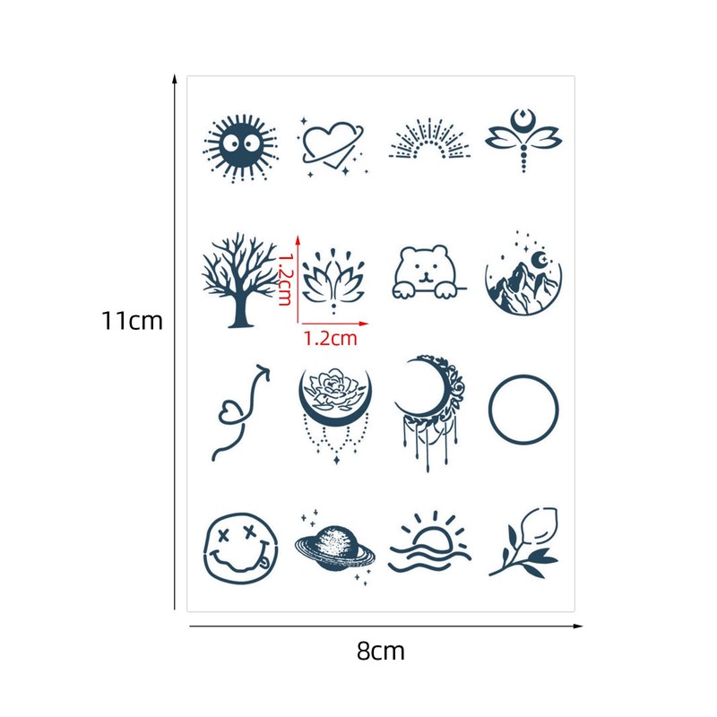 ATOMUS 12pcs Pigment Temporary Tattoos Small Pattern for Fingers Hands
