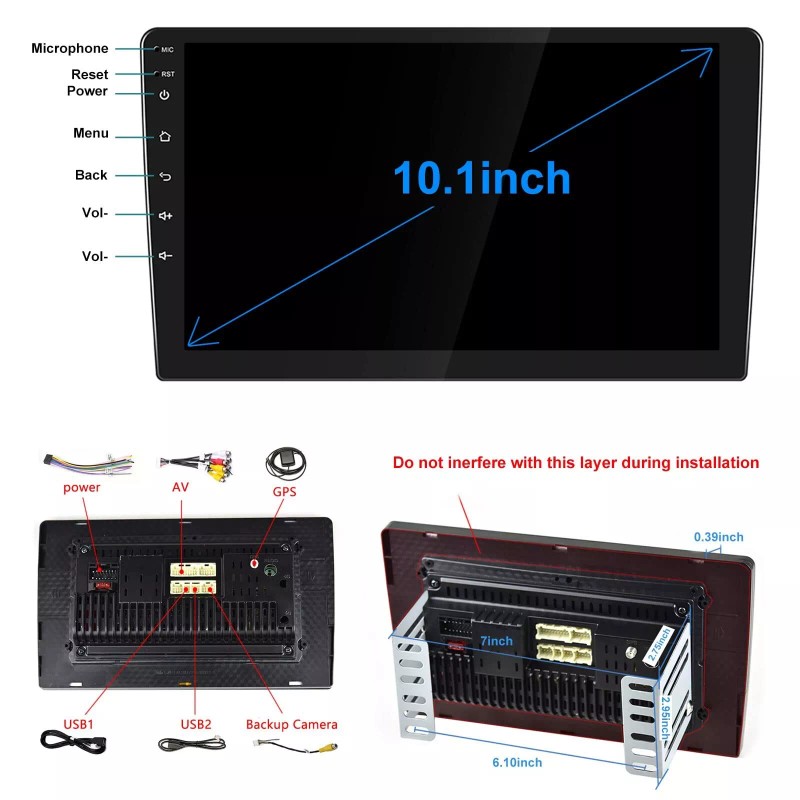 Liehuzhekeji 10.1Inch 2.5D HD Double Din Car Stereo Radio Receiver,