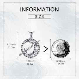 AXELUNA Celtic Knot Sterling Silver Necklace Darkmoon Blade Dark Souls Pendant Necklace Jewelry for Women