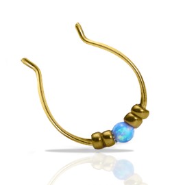 Tiny Fake Septum,Light Blue opal Small faux Septum Ring,fake septum jewelry,fake septum piercing,24g fake septum ring, opal fake septum,fake piercing,clip on septum