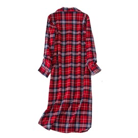CHUNG Women Nightdress Brushed Cotton Flannel Nightshirt Long Nightwear Nighties Cozy Thick Winter (2X-Large, Red Plaid)
