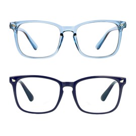 LifeArt 2 Pairs Blue Light Blocking Glasses with Spring Hinge, Anti Eyestrain, Computer Reading Glasses, Gaming Glasses, TV Glasses for Women Men, Anti UV, Anti Glare (Navy&Blue, +1.75 Magnification)