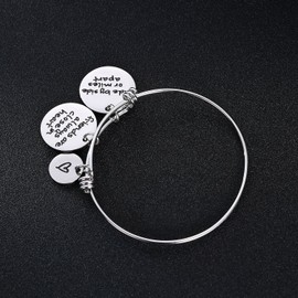 YEEQIN Side by Side Or Miles Apart Best Friends Charms Bangle Bracelets - Long Distance Friendship Gifts