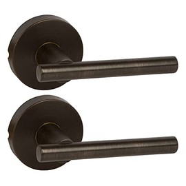Designers Impressions Kain Design Oil Rubbed Bronze Dummy Non Turning Euro Door Lever Hardware for Closet Doors (Non- Functioning), 2 Pack