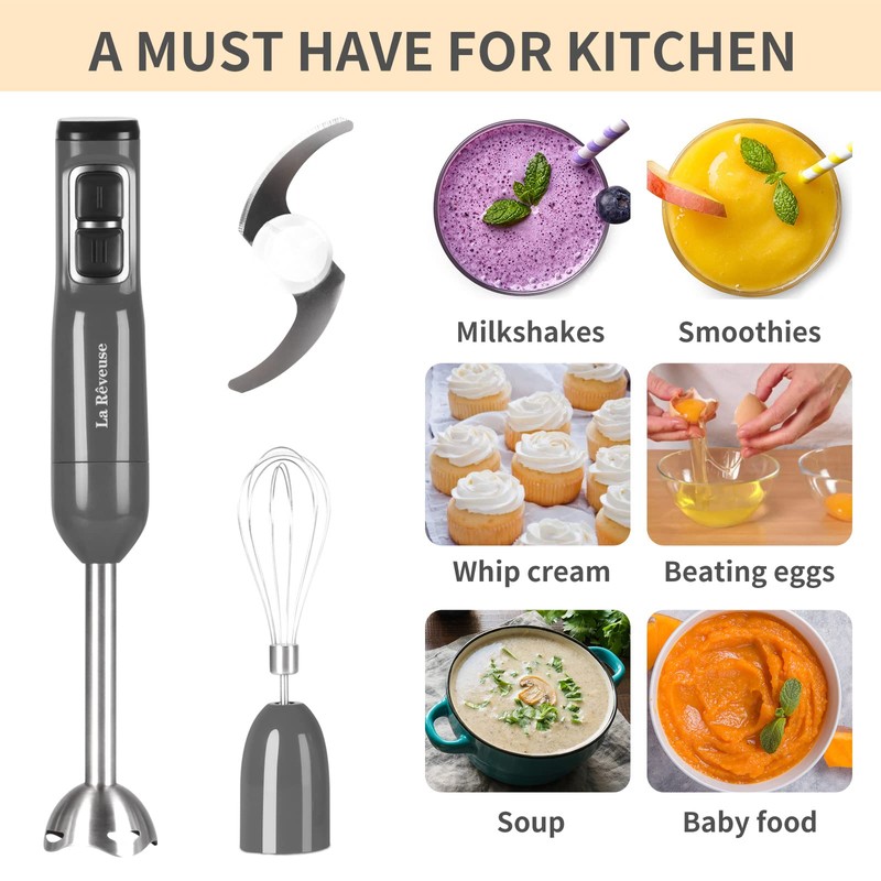La Reveuse Immersion Blender Handheld, 3 in 1, 300 Watts