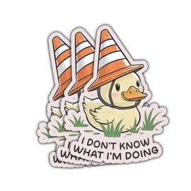 3Pcs I Don't Know What I'm Doing Duck Sticker, I Have No Idea What I'm Doing Bumper Sticker, Fun Yellow Duck with Hat Sticker, Sarcastic Sticker - Stickers for Laptop Water Bottle Phone Car Helmet 3"
