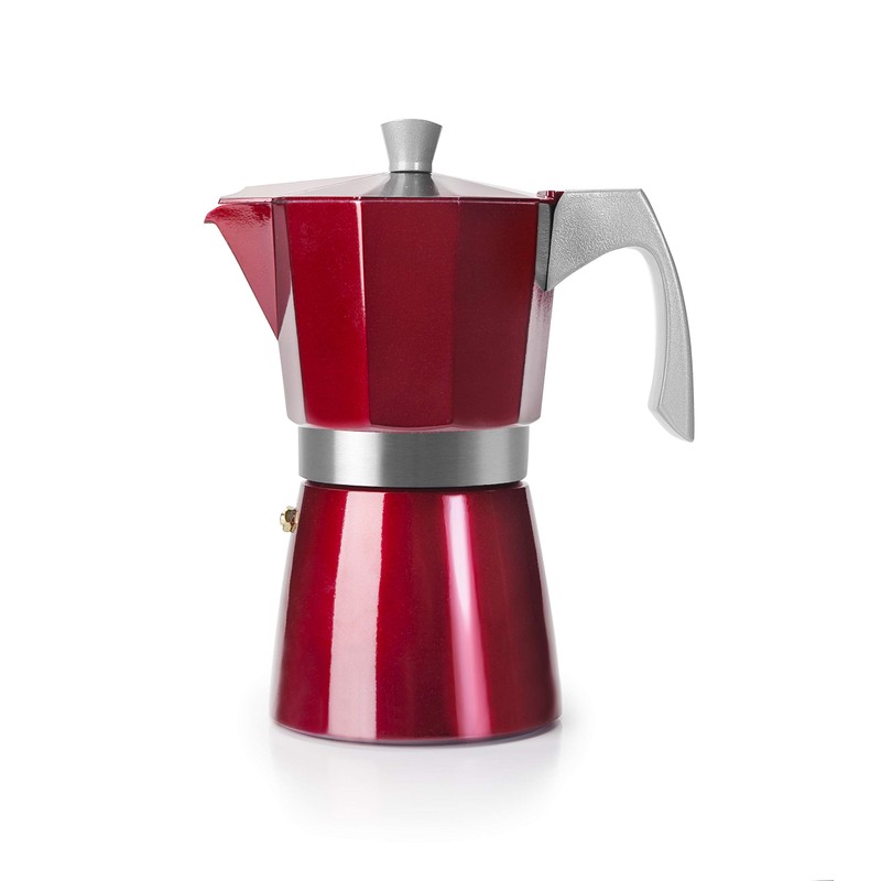 Cafetera Italiana Express Evva Aluminio Rojo 6 Tazas Ibili