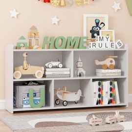 HDDDZSW Book Shelf for Kids, 5 Cubes Storage Organizer Montessori Shelf, Wooden Kids Bookcase, Toy Storage Organizer for Children, White Toddler Bookshelf Cube Shelf for Kid’s Room, Classroom