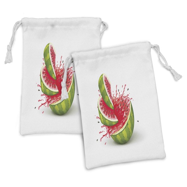 Ambesonne Modern Fabric Pouch Set of 2, Summer Fruit Ripe