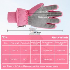 Jupsk Kids Winter Ski Gloves Waterproof Anti Slip Fluffy Thermal Snowboard Purple Bunny Gloves for Children Girls Boys Age 7-9