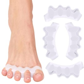 Toe Spacers(2 Pair), Gel Toe Separators to Correct Toes, Bunion Corrector for Women Men Toe Spacer Hammer Toe Straightener Toe Stretcher Big Toe Separators (White)