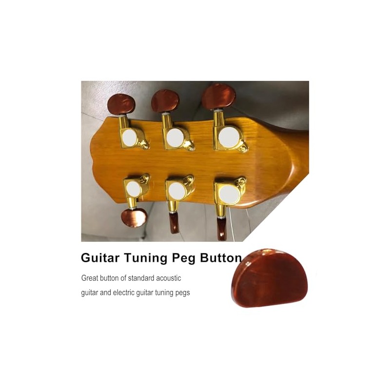 MAXCHEER 6PCS Brown Pearl Universal Guitar Tuning Pegs Keys Tuners