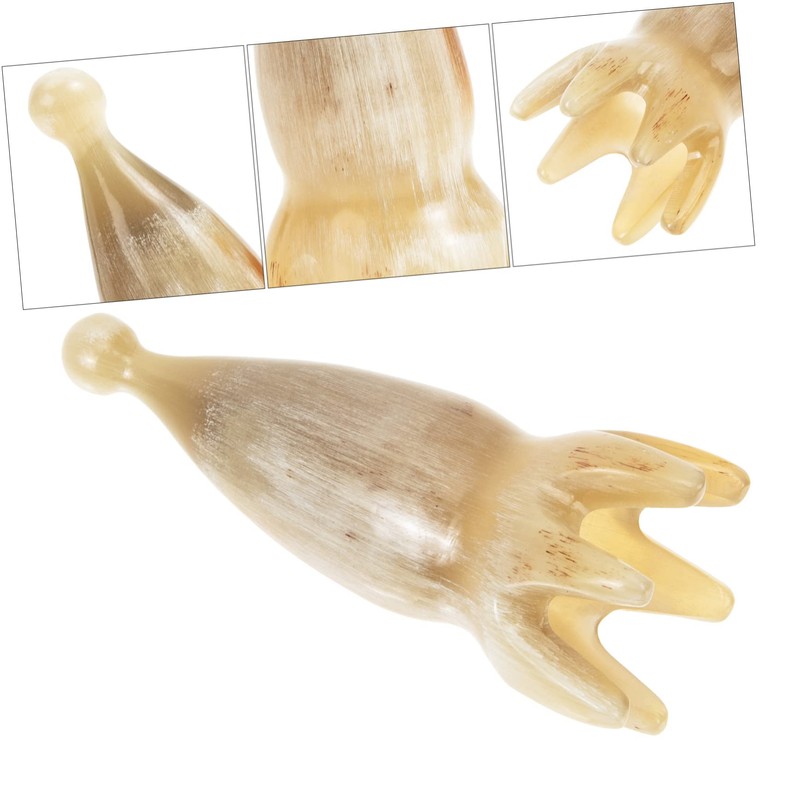 FOMIYES Natural Ox Horn Scalp Massage Comb Scalp Massager Brush