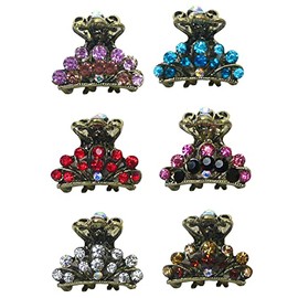 Set of 6 JCGY Mini Hair Claws Tiny 1.13" Metal Claw Clip LPW864175-1-6purRedARbrnCry