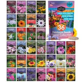 Survival Garden Seeds Functional Flower Garden Kit - 36 Pack Starter Collection - Perennial & Annual Varieties - Bee, Butterfly, Hummingbird, Pollinator Friendly - Open-Pollinated Heirloom Seeds