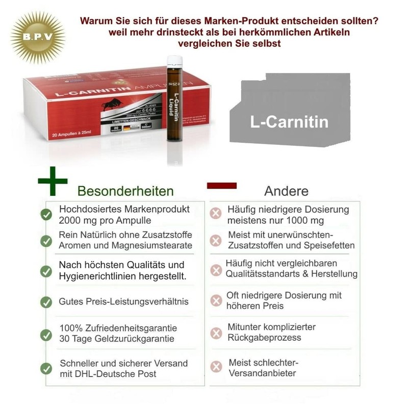 L-CARNITIN AMPULLEN 20 Stück á 25ml mit Vitamin C -