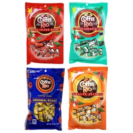 Coffee Rio Coffee Candy Variety Pack of 4 Original, Caffe Latte, Kona Island, & Irish Crème Mint 5.5 Ounces - Made in the USA, Kosher Candy