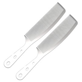 2 Pack Anti-Static Metal Stainless Steel Hair Comb Cutting Comb Set Hair Styling Barber Comb for Men Women Salon (2 x Handles, Rake Comb)