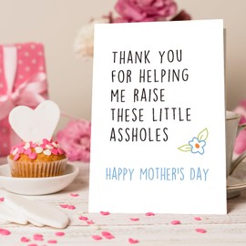 Funny Mothers Day Card for Wife, Happy Mothers Day Gifts from Husband, Thanks for Helping Me Raise These Little s