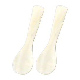 Jagowa 2PCS Mother of Pearl Caviar Spoon MOP Caviar Spoon Novelty White Pearl Spoons for Jam Egg Ice-Cream Coffee Serving 9cm/11cm