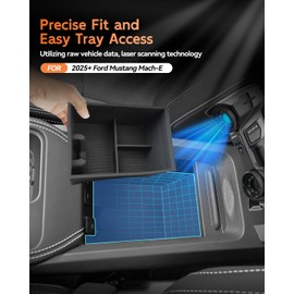 NANTMAX for 2025 2026 Ford Mustang Mach E Center Console Lower Storage Tray – Silicone Bottom Organizer Insert for Armrest Compartment – 2025 2026 Mache Facelift Models Interior Accessories