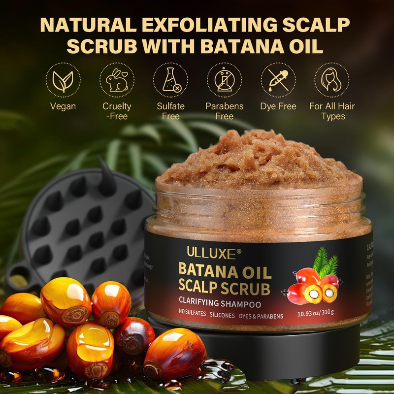 Batana Oil Scalp Scrub, Hair Scrub with Mint Rosemary, 2-in-1