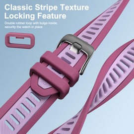 Stripe Silicone 18/20/22mm Band Compatible with Garmin Venu/Forerunner 165/Vivoactive 5/Venu Sq/Venu 3S/Vivoactive 4S/Venu 2S/Venu 3/Venu 2/Vivoactive 4 Soft Breathable Sport Strap for Men Women