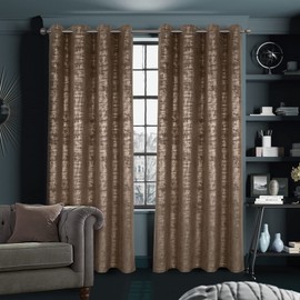 always4u Mocha Soft Velvet Curtains 108 Inch Length Long Luxury Bedroom Curtains Gold Foil Print Window Treatments for Living Room Bedroom Set of 2