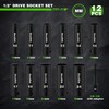 TecoTek 12 Pieces 1/2-Inch Drive Deep 12-Point Metric Impact Socket