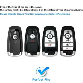 RAHALOY Key Fob Cover for Ford F-150, F-250, Explorer, Maverick, Transit, Escape, Bronco Sport - Heavy duty keychain, Anti-Drop Full Case, Durable Smart Key Fob Protector (Fits 3/4/5 Button Fobs)