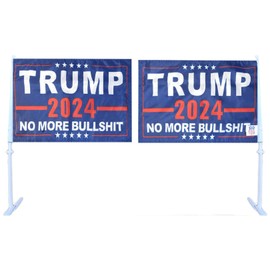 Trade Winds Trump 2024 No More BS Bull$hit Blue 12x18 12""x18"" Double Sided Rough Tex Knit Nylon Car Flag