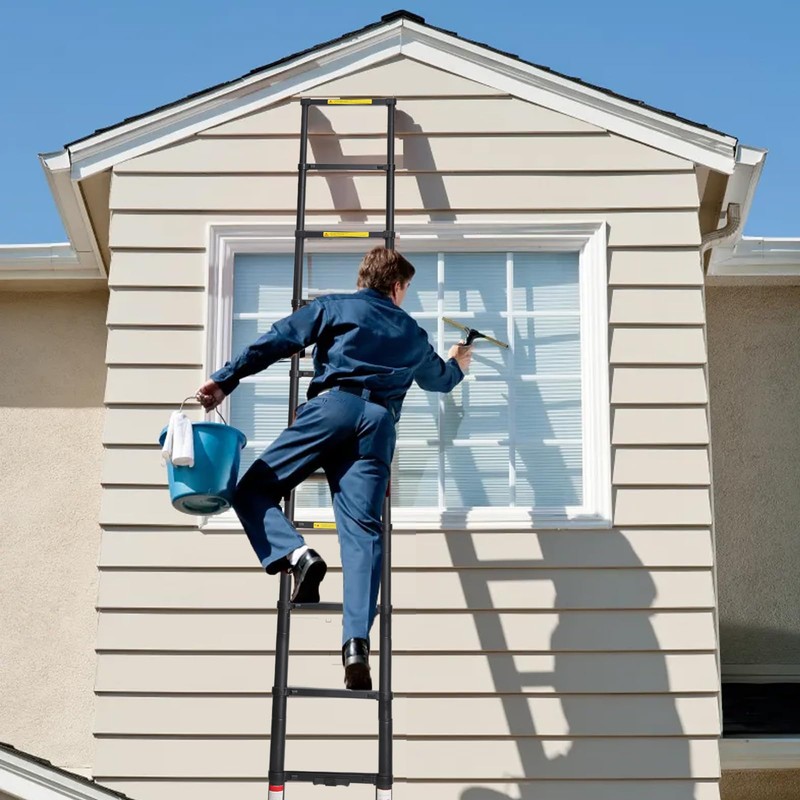 BOCOM 14.5 FT Aluminum Telescoping Ladder, Lightweight Multi-Purpose Collapsible Extension
