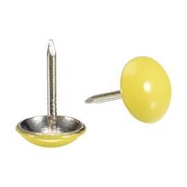 QUARKZMAN 40 Pieces Upholstery Nails 11mm x 17mm Round Head Decorative Furniture Tacks Thumbtacks for Furniture Sofa Headboards Yellow