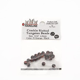 Hareline Crackle Slotted Tungsten Beads #137 3/16'' (4.76mm) Fl Orange/Black