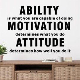 Inspirational Quotes Wall Stickers Large Positive Lettering Wall Decals Motivational Saying Wall Stickers Black Vinly Wall Decals Gym Wall Stickers for Office Home Classroom Decor